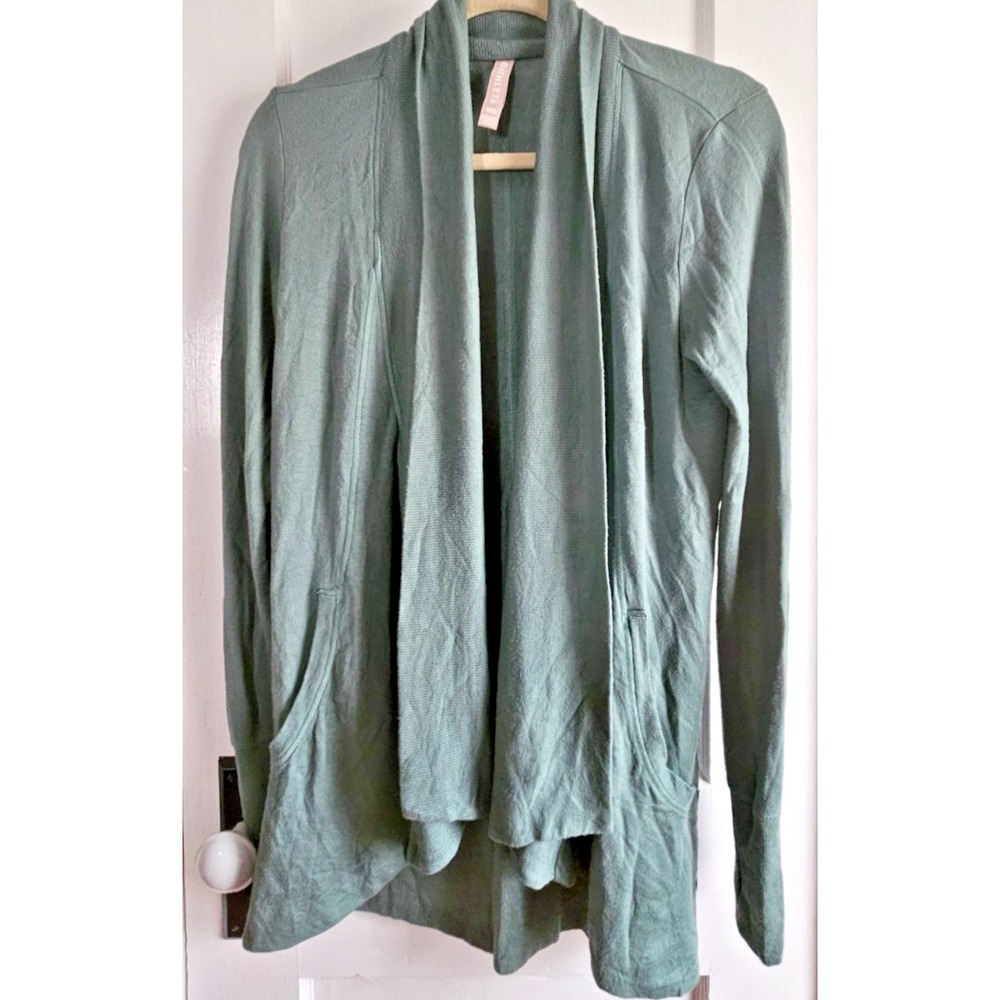 Athleta woman green open flowy front pockets cardigan MODAL WOMAN XXS